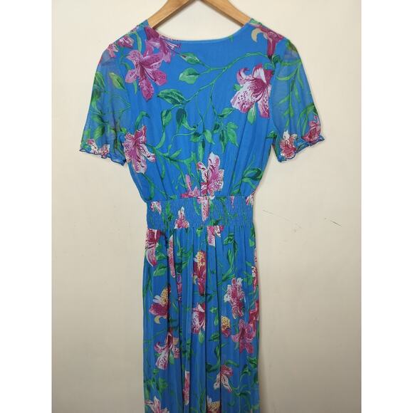 Kate & Lily Floral Maxi Dress Stretch Mesh Knit Surplice - Picture 9 of 10